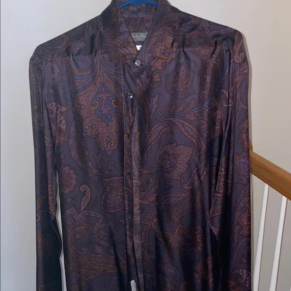 Salvatore Ferragamo Purple Paisley Dress Shirt - Picture 1 of 14
